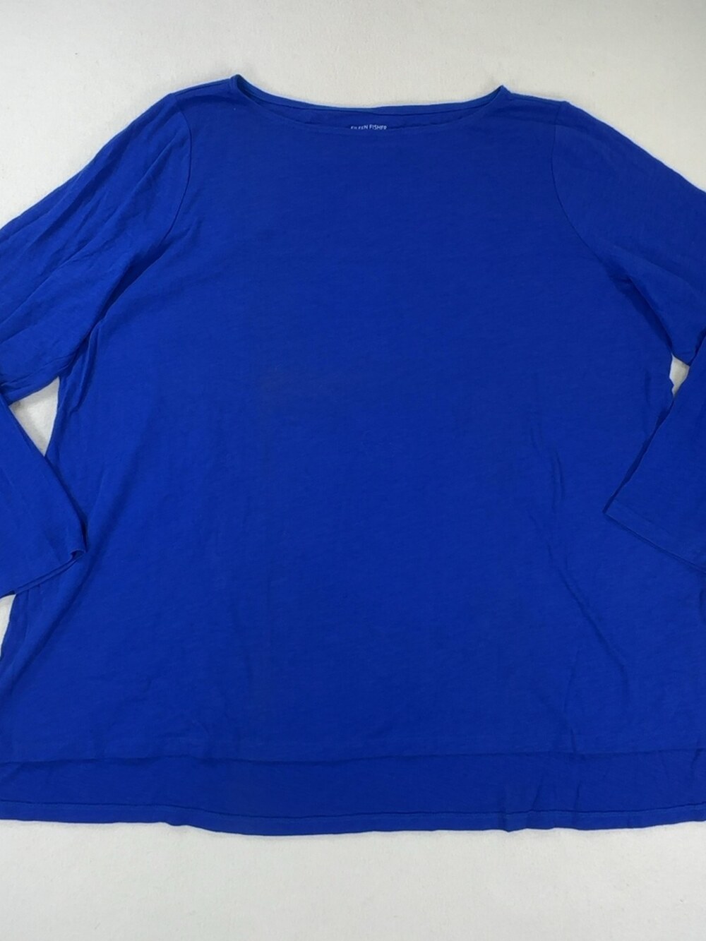 Eileen Fisher Woman Long Sleeve Bateau Neck Top Royal Blue Size 2X